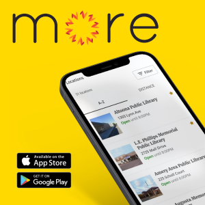 MORE app screen on a phone shows list of libraries